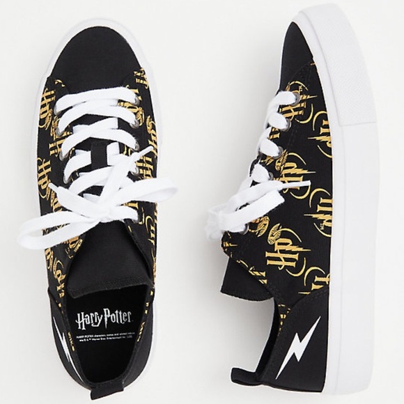 HARRY POTTER GOLDEN SNITCH BLACK CANVAS SNEAKER 13 - Picture 5 of 6